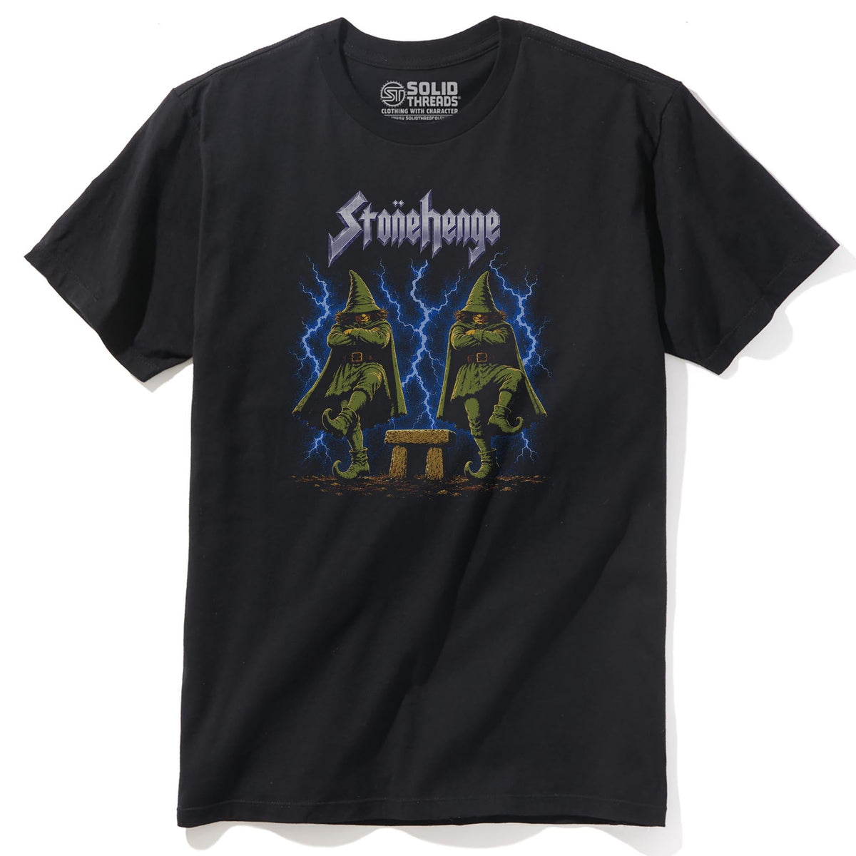 Stonehenge Vintage Staple T-shirt in Black - Front View