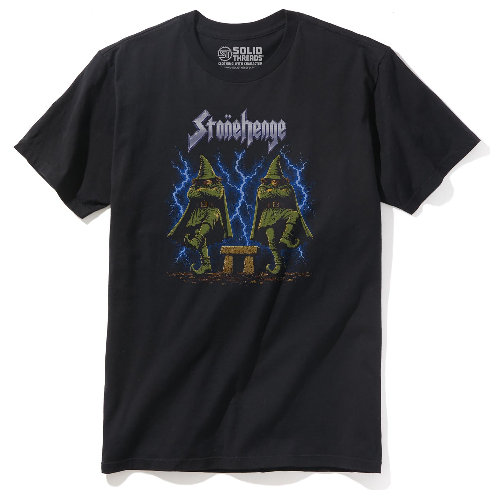 Stonehenge Vintage Staple T-shirt in Black - Front View