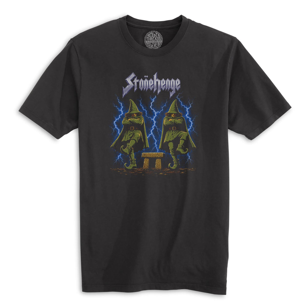 Stonehenge Vintage Organic T-shirt in Black - Front View
