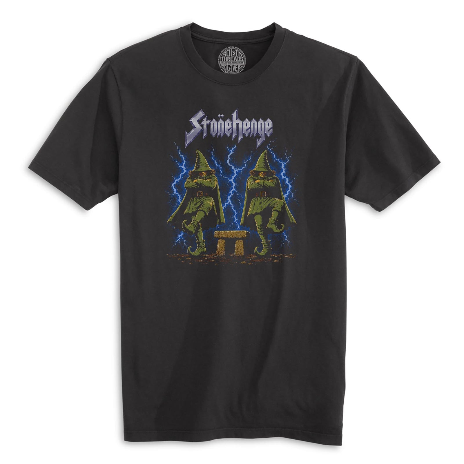 Stonehenge Vintage Organic T-shirt in Black - Front View