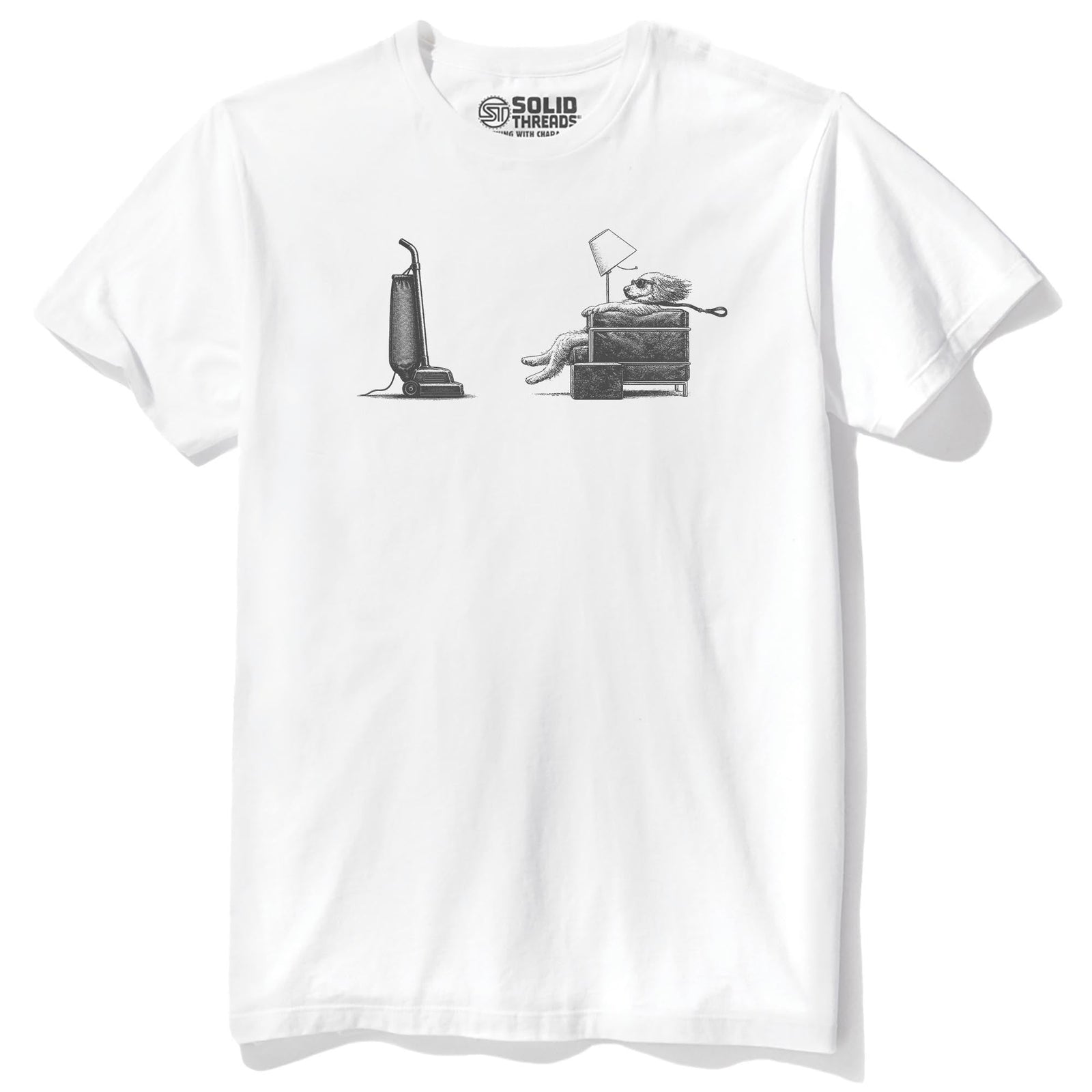 Blown Away Funny Staple T-shirt in White - Front View