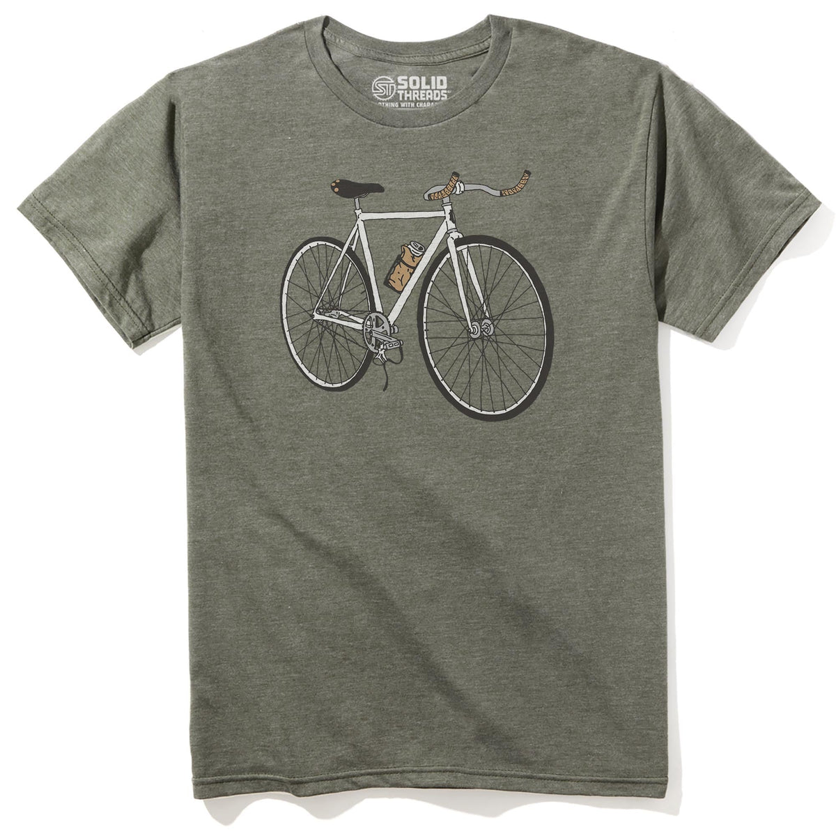 Roadie Cool Staple T-shirt in Olive Heather - Front View