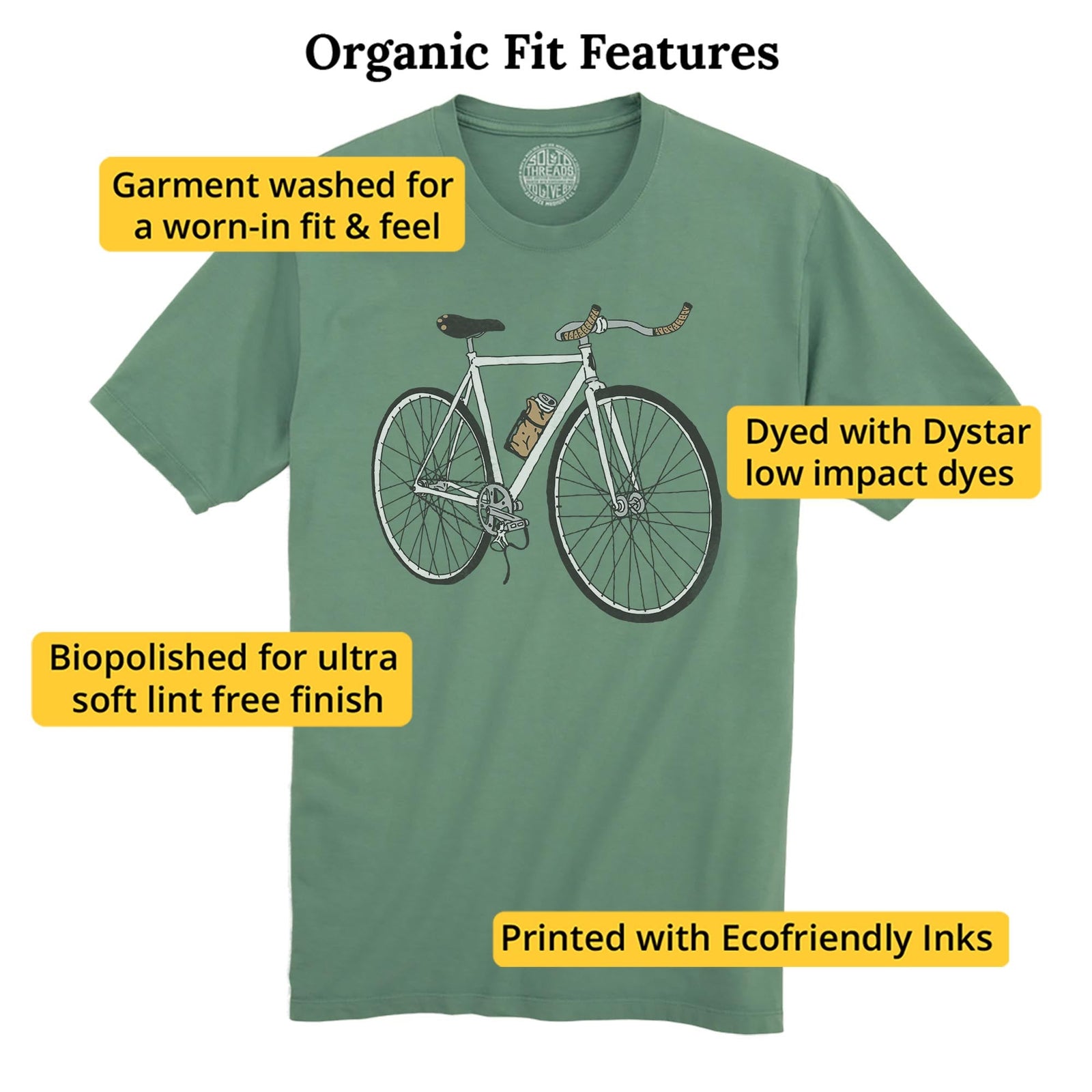 Roadie Cool Organic T-shirt in Pine - Fit Attributes