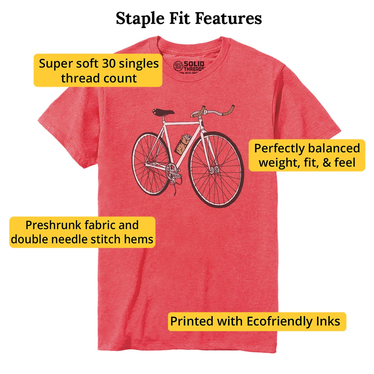 Roadie Cool Staple T-shirt in Red Heather - Fit Attributes