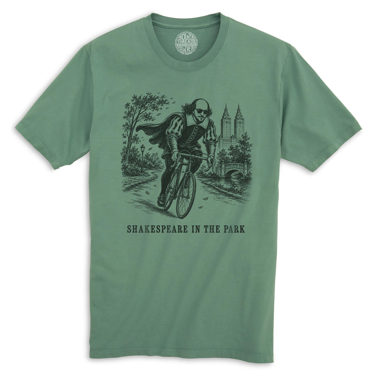 Shakespeare In The Park Funny Organic T-shirt in Pine - Front View