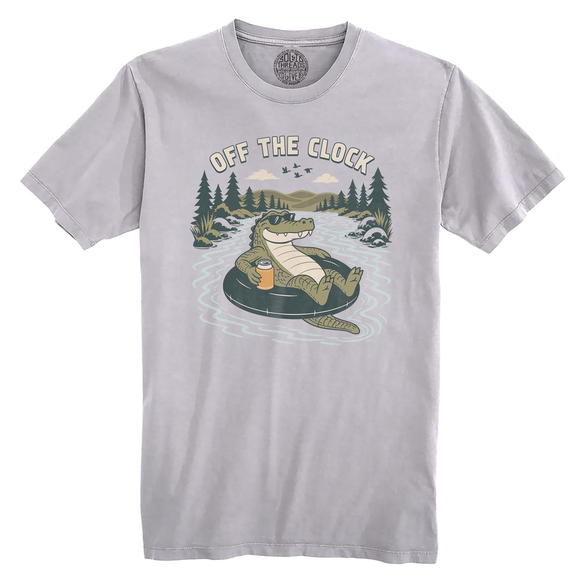 Off The Clock Funny Organic T-shirt in Silver - Front View