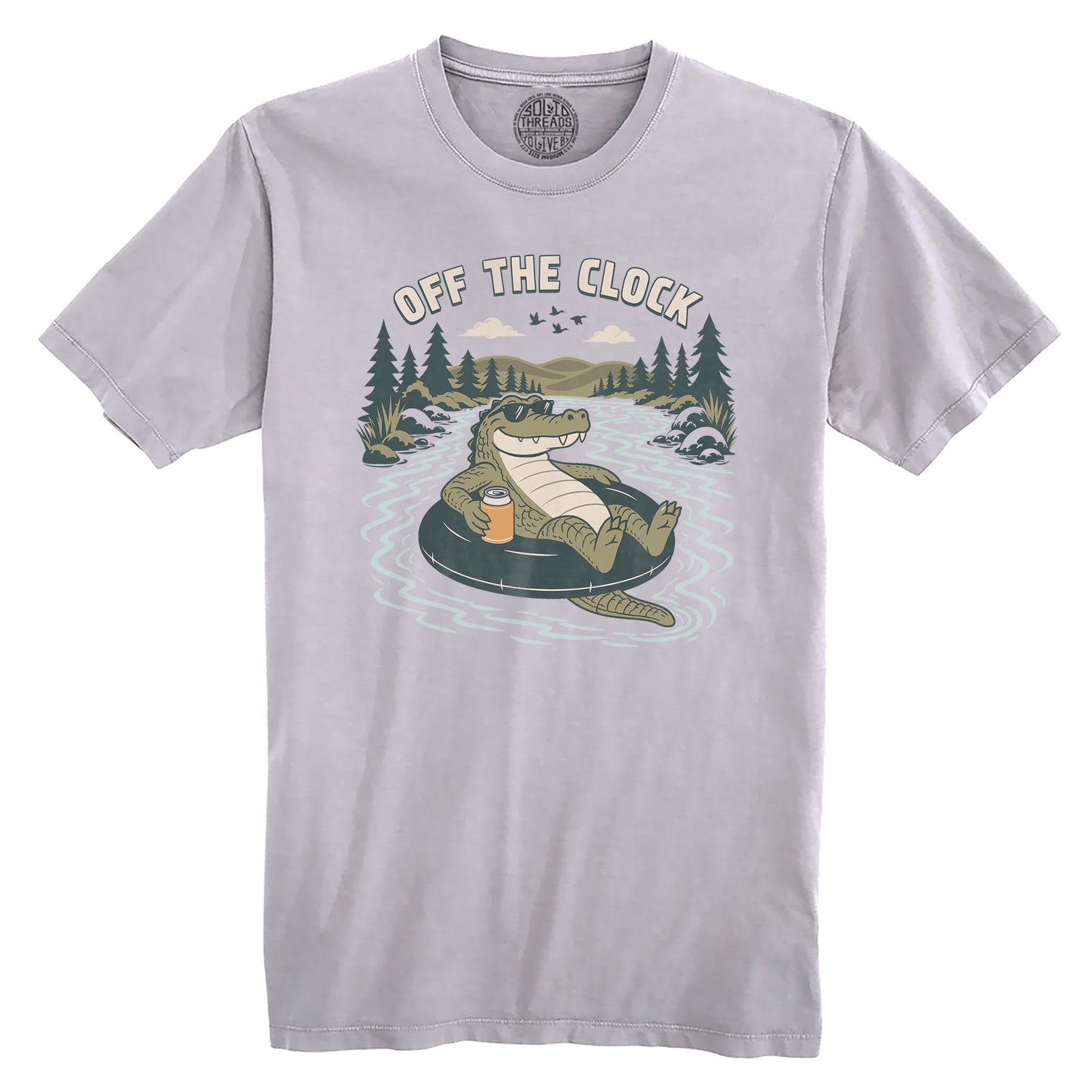 Off The Clock Funny Organic T-shirt in Silver - Front View