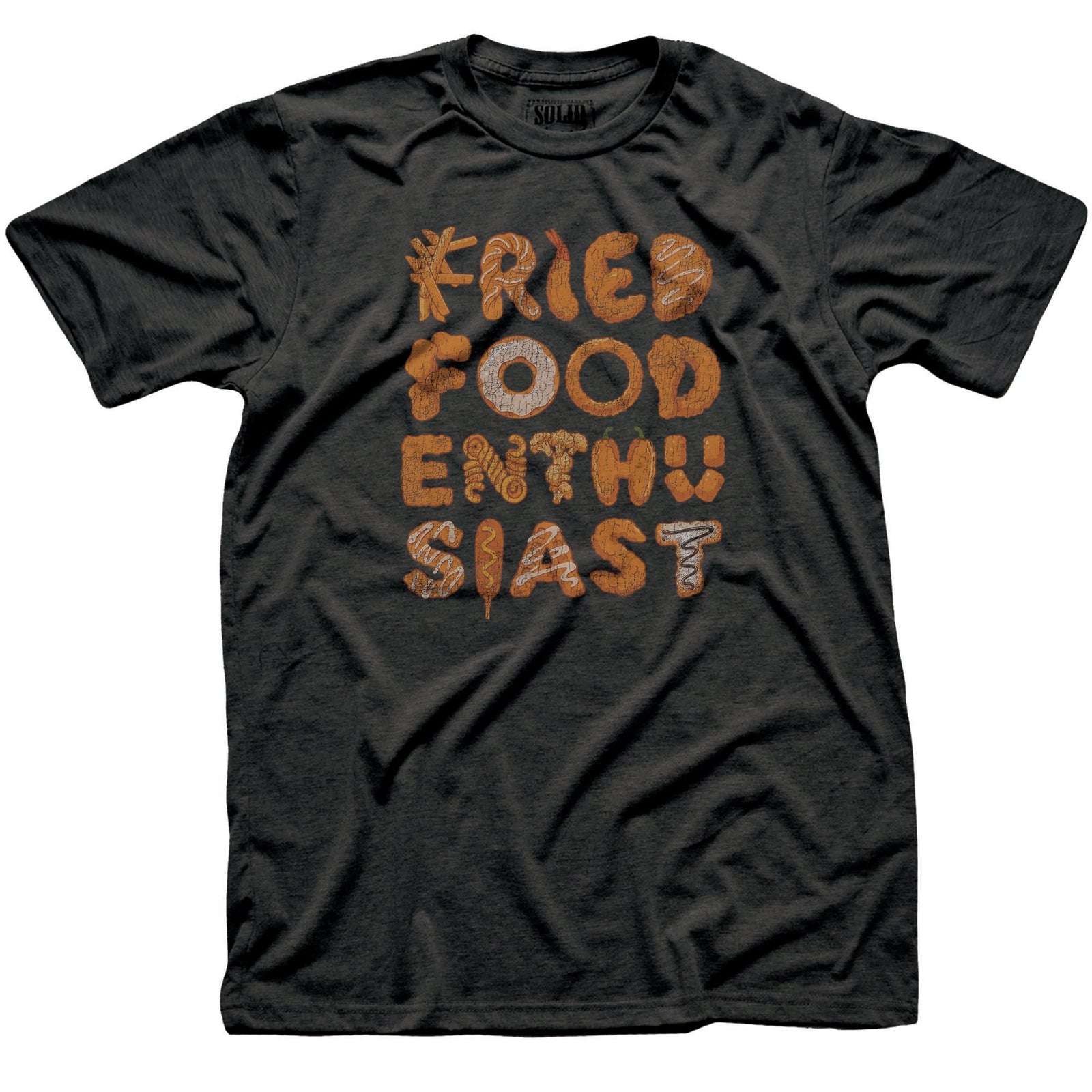 Fried Food Enthusiast Funny Signature T-shirt in Dark Charcoal - Front View