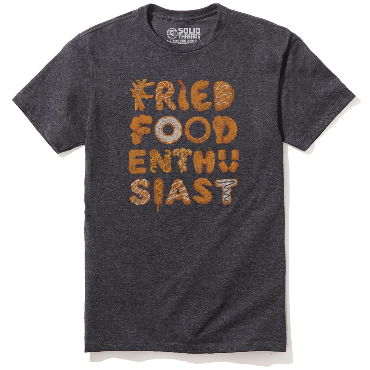 Fried Food Enthusiast Funny Staple T-shirt in Charcoal Heather - Front View