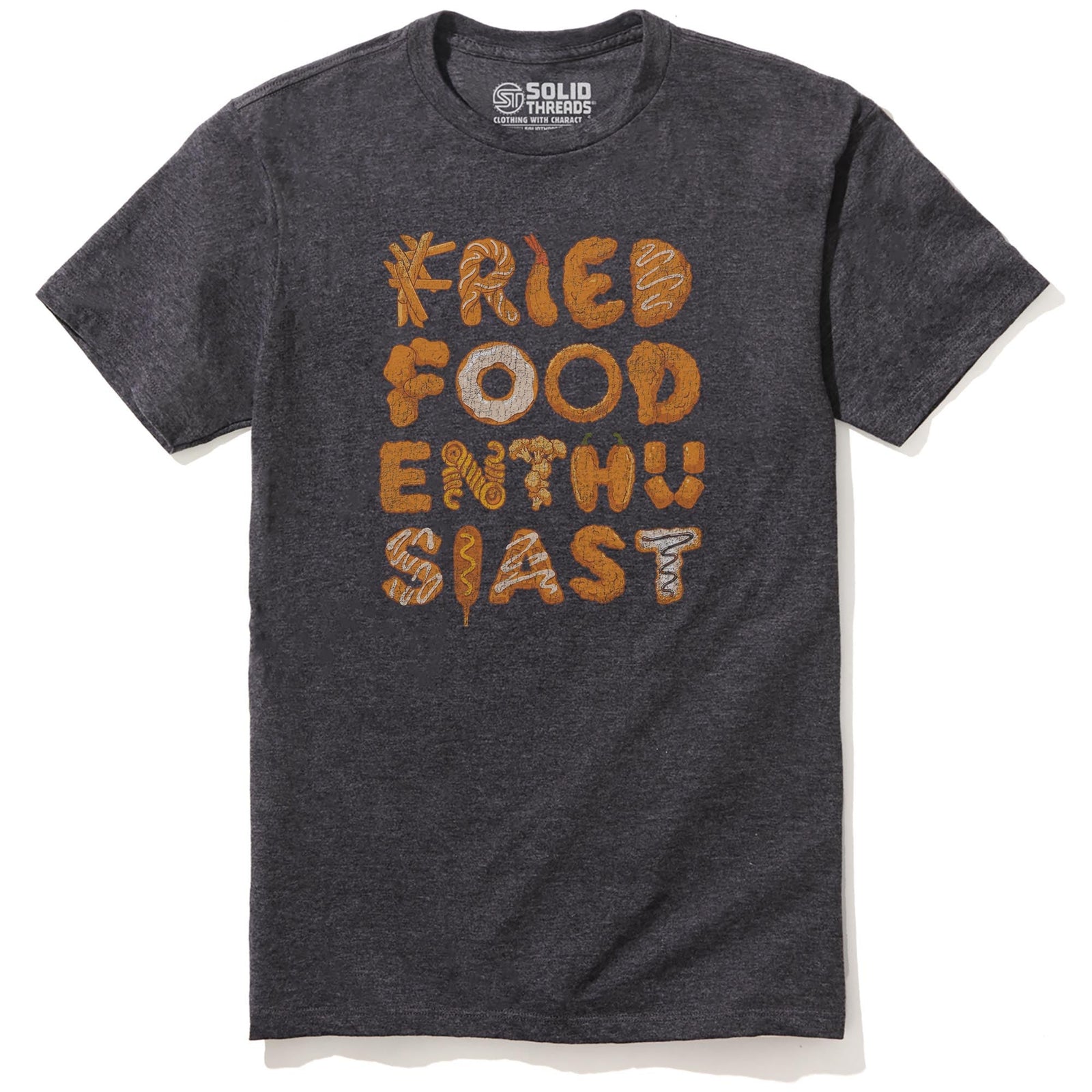 Fried Food Enthusiast Funny Staple T-shirt in Charcoal Heather - Front View