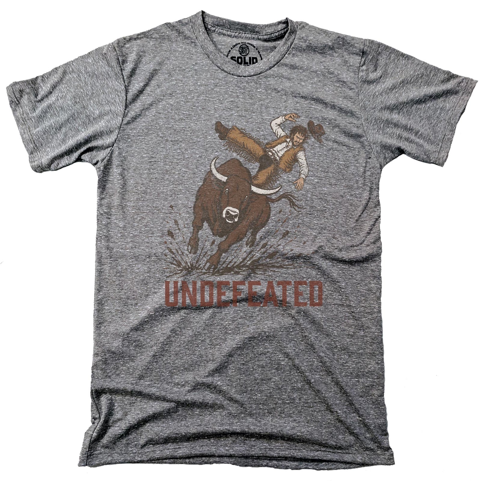 Undefeated Bull Vintage Signature T-shirt in Triblend Grey - Front View