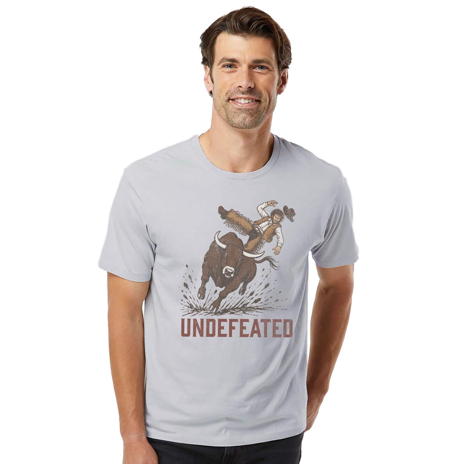 Undefeated Bull Vintage Organic T-shirt in Silver - Front View