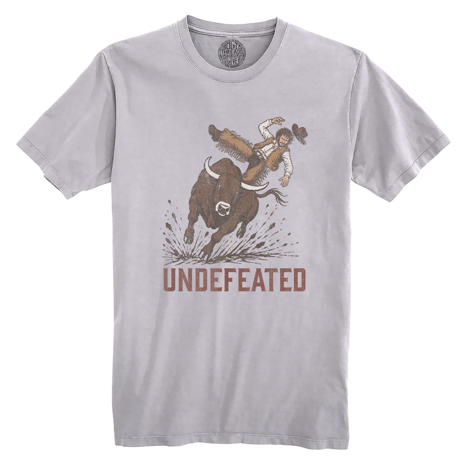 Undefeated Bull Vintage Organic T-shirt in Silver - Front View