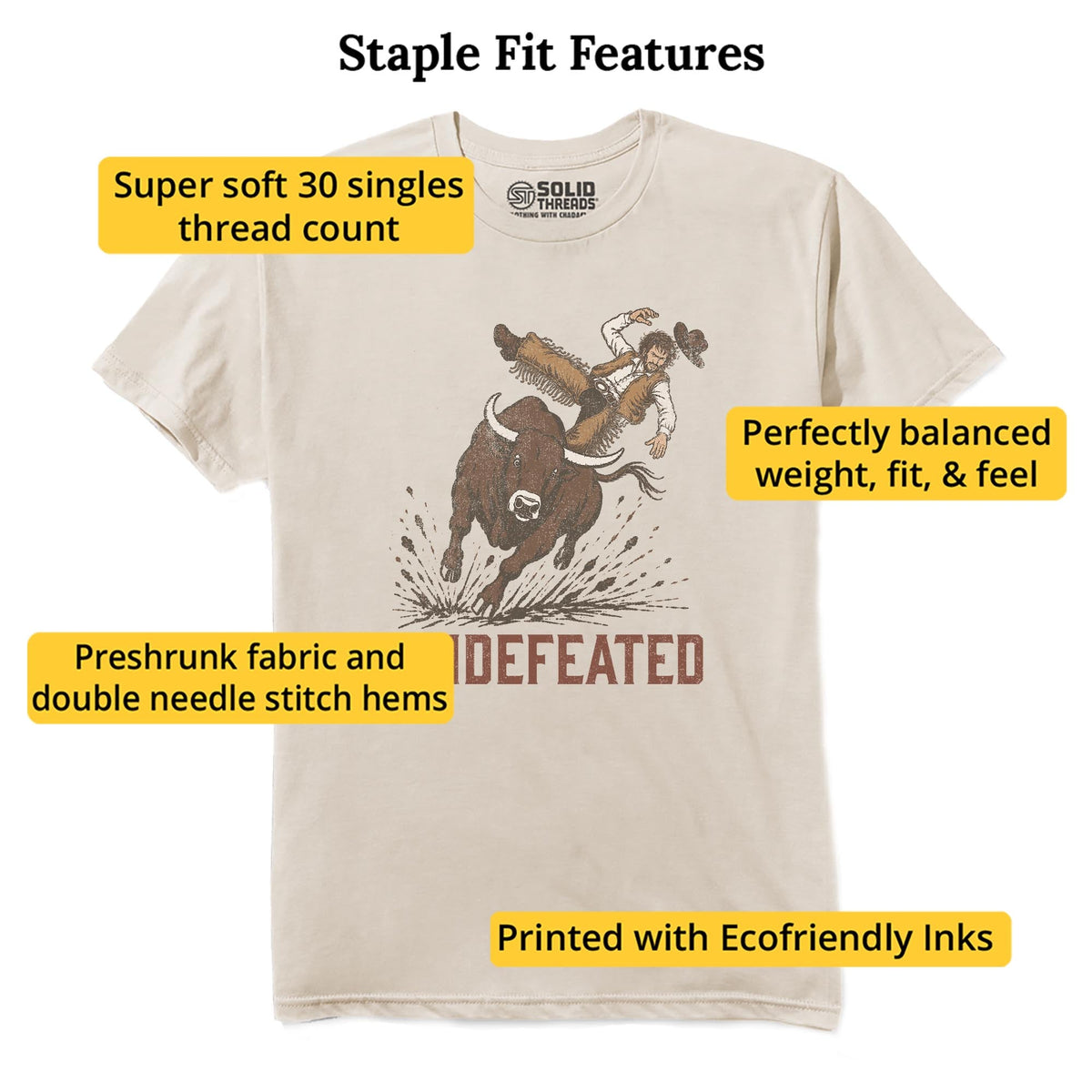 Undefeated Bull Vintage Staple T-shirt in Natural - Fit Attributes