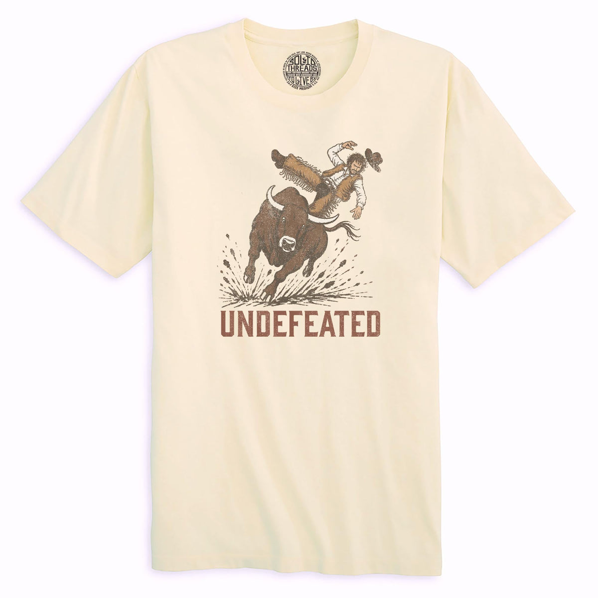 Undefeated Bull Vintage Organic T-shirt in Ivory - Front View