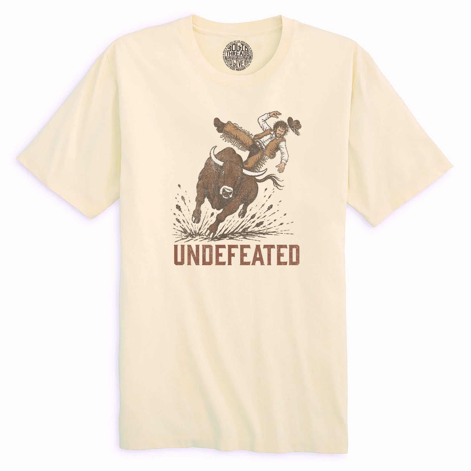 Undefeated Bull Vintage Organic T-shirt in Ivory - Front View