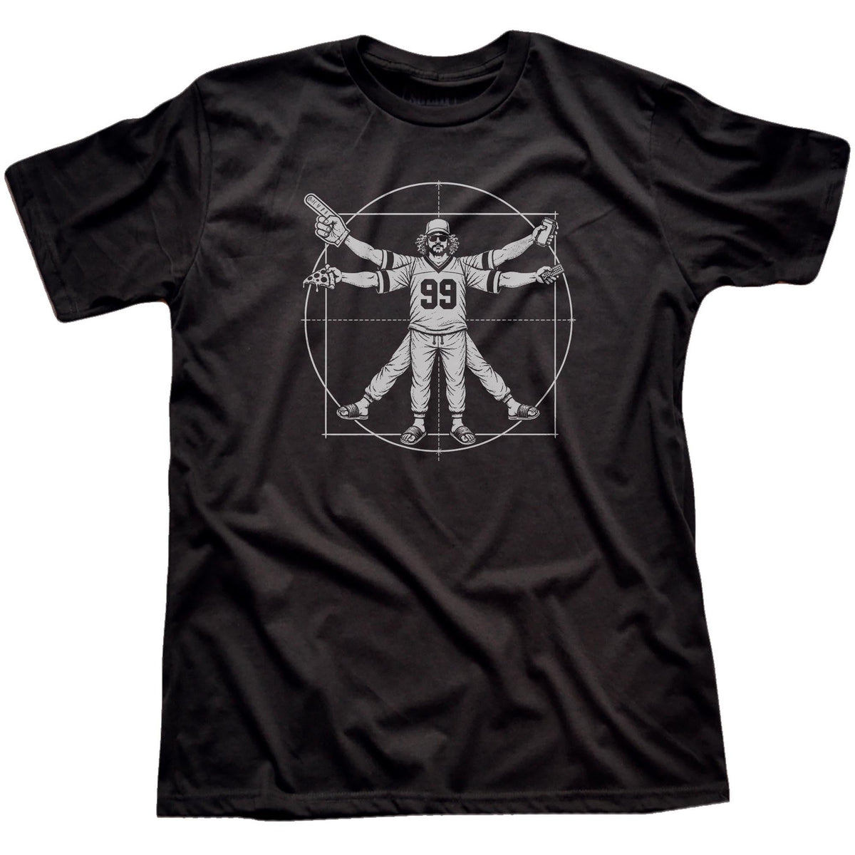 Vitruvian Fan Funny Signature T-shirt in Black - Front View