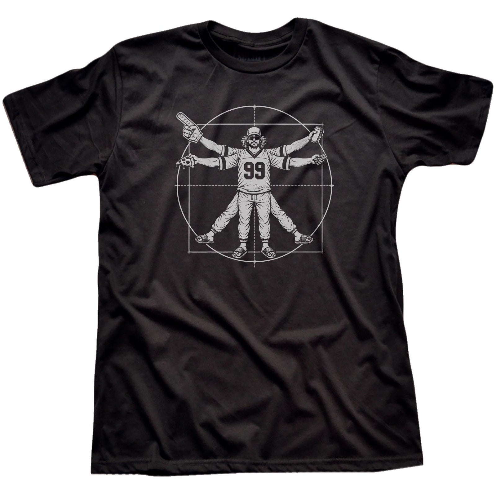 Vitruvian Fan Funny Signature T-shirt in Black - Front View