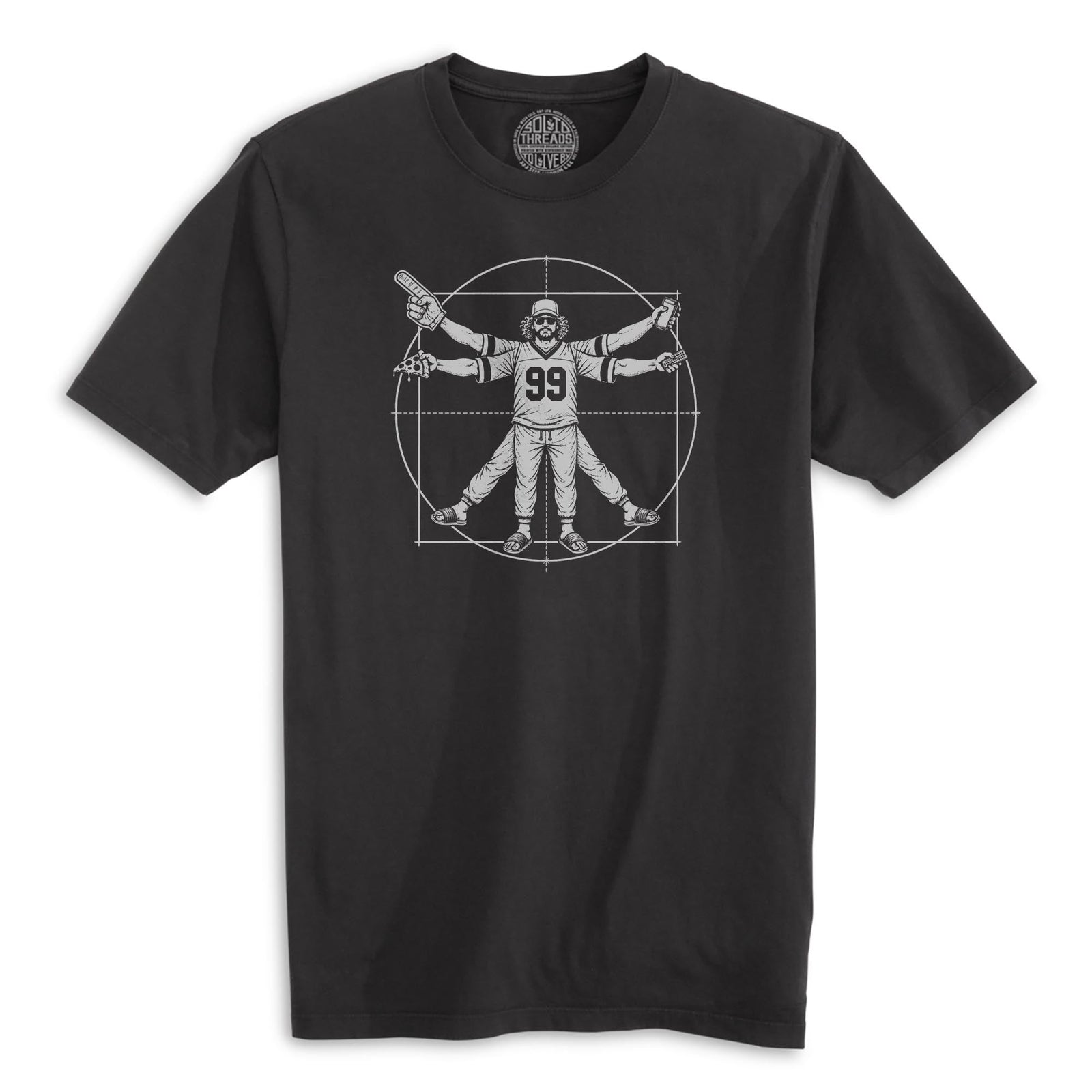 Vitruvian Fan Funny Organic T-shirt in Black - Front View