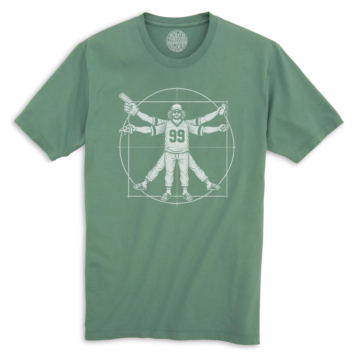 Vitruvian Fan Funny Organic T-shirt in Pine - Front View