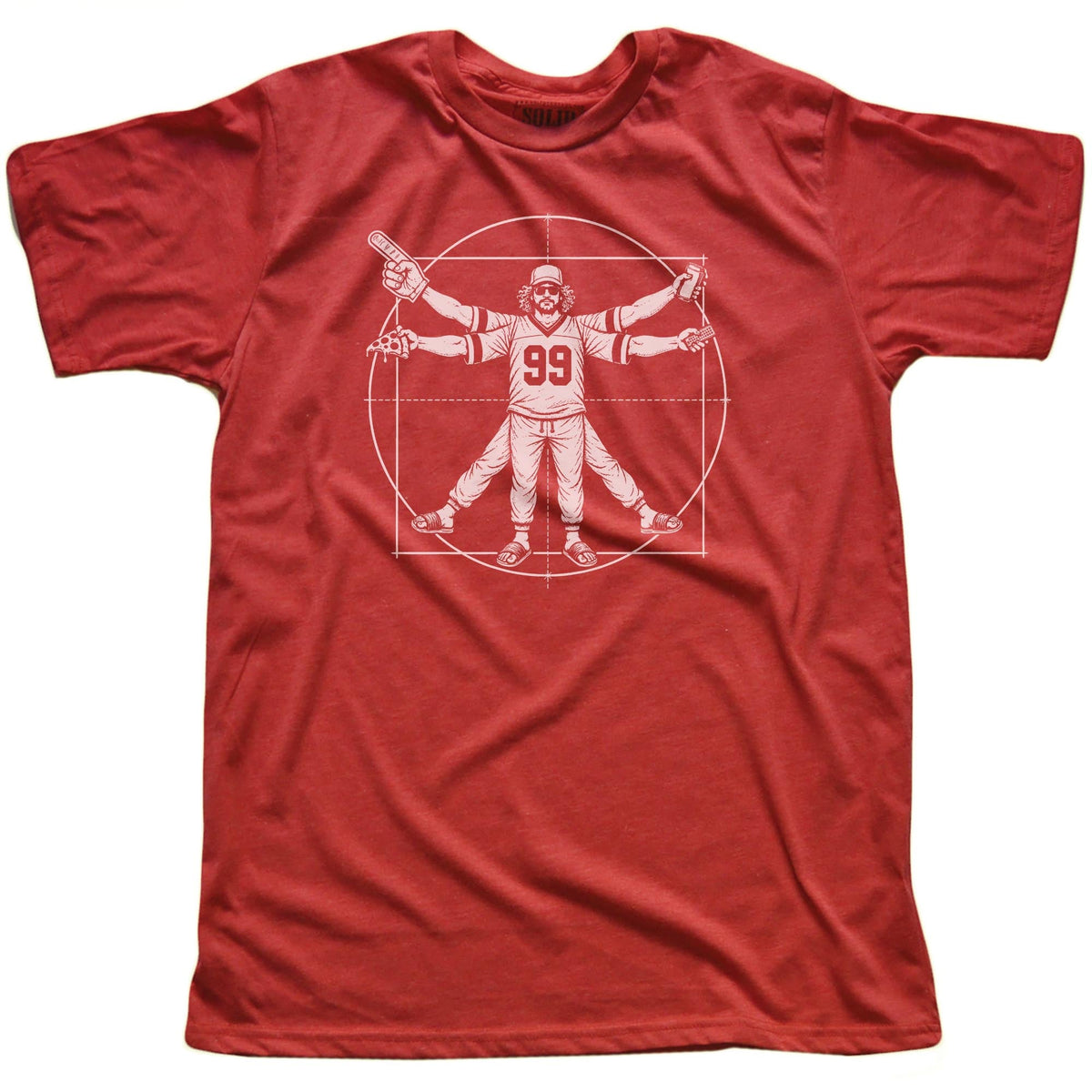 Vitruvian Fan Funny Signature T-shirt in Red - Front View