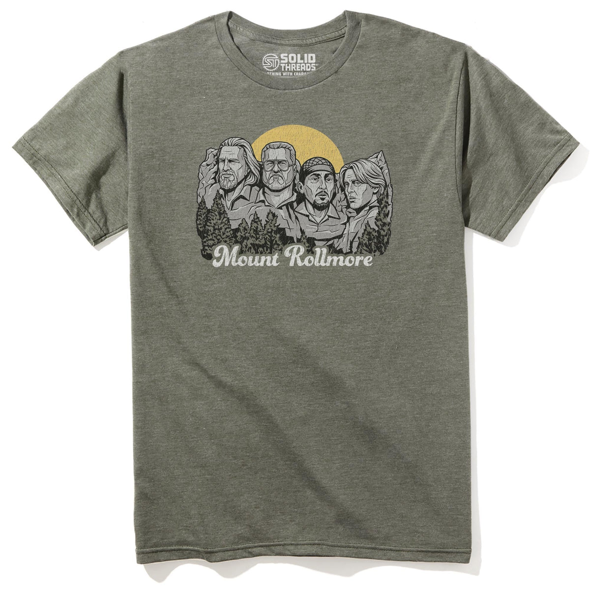 Mount Rollmore Vintage Staple T-shirt in Olive Heather - Front View