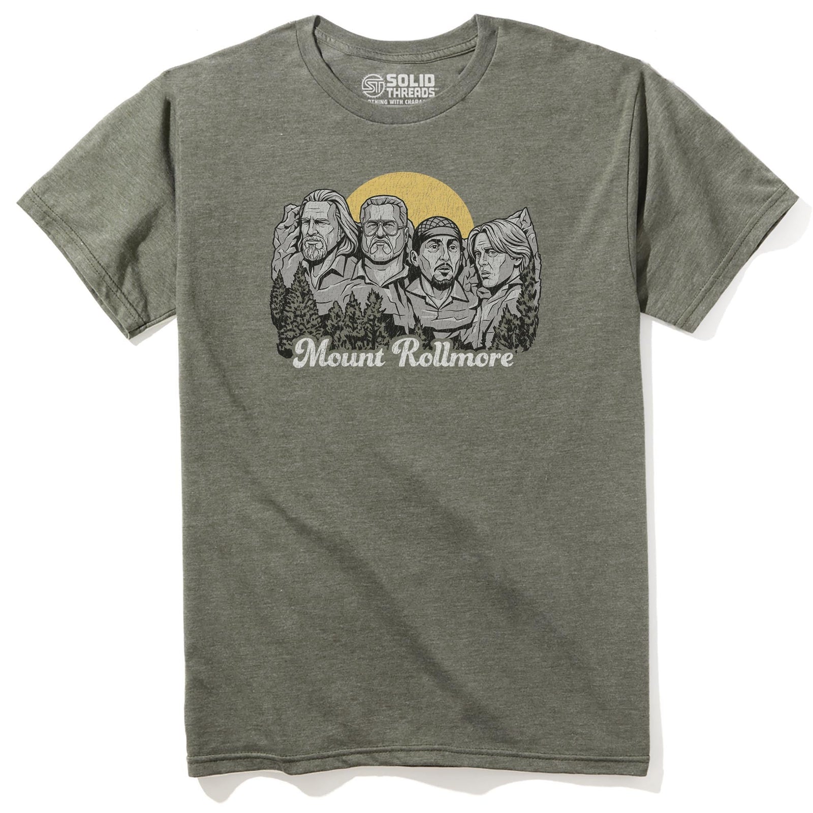 Mount Rollmore Vintage Staple T-shirt in Olive Heather - Front View