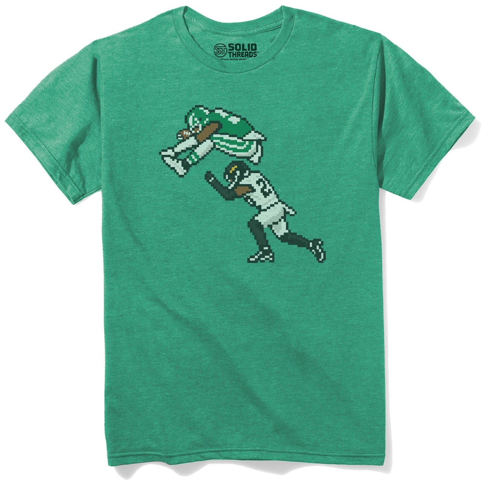 Philly 16-bit Football Cool Staple T-shirt in Kelly Heather - Front View