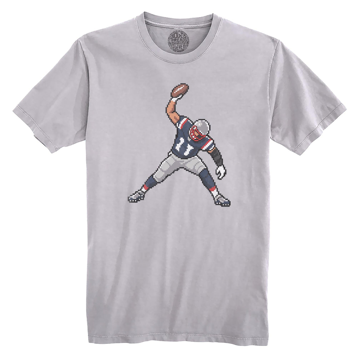 New England 16-bit Football Cool Organic T-shirt in Silver - Front View