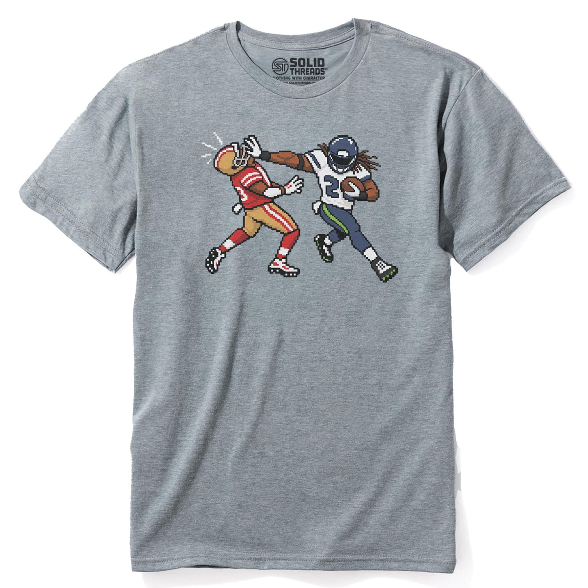 Seattle 16-bit Football Cool Staple T-shirt in Ash Heather - Front View