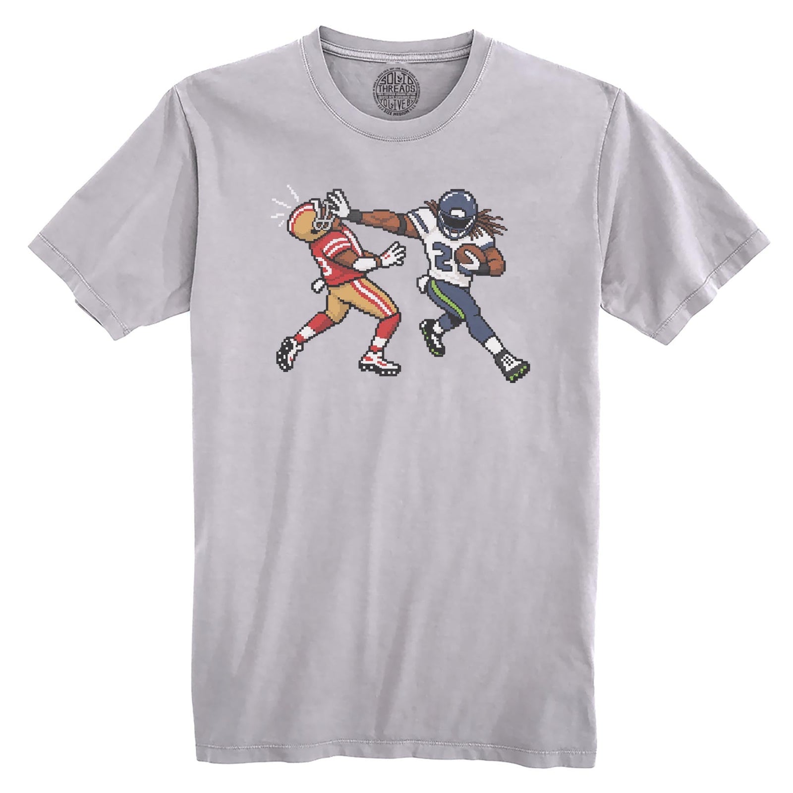 Seattle 16-bit Football Cool Organic T-shirt in Silver - Front View