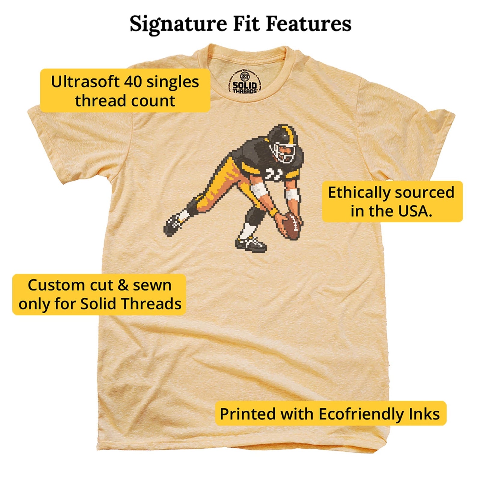 Pittsburgh 16-bit Football Cool Signature T-shirt in Triblend Gold - Fit Attributes