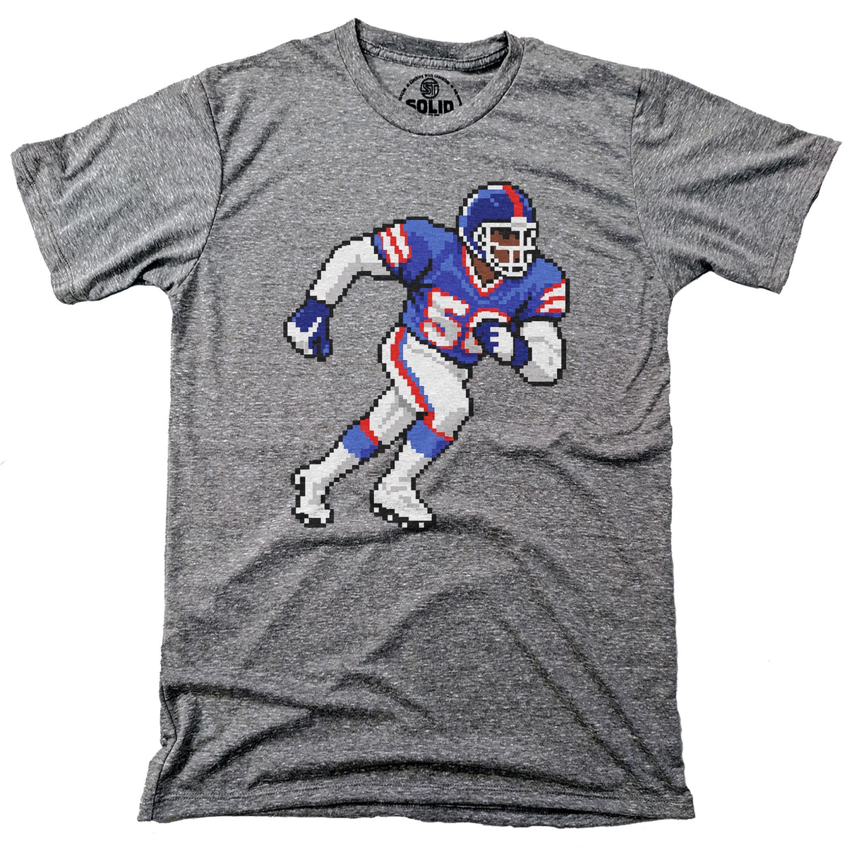 New York 16-bit Football Cool Signature T-shirt in Triblend Grey - Front View