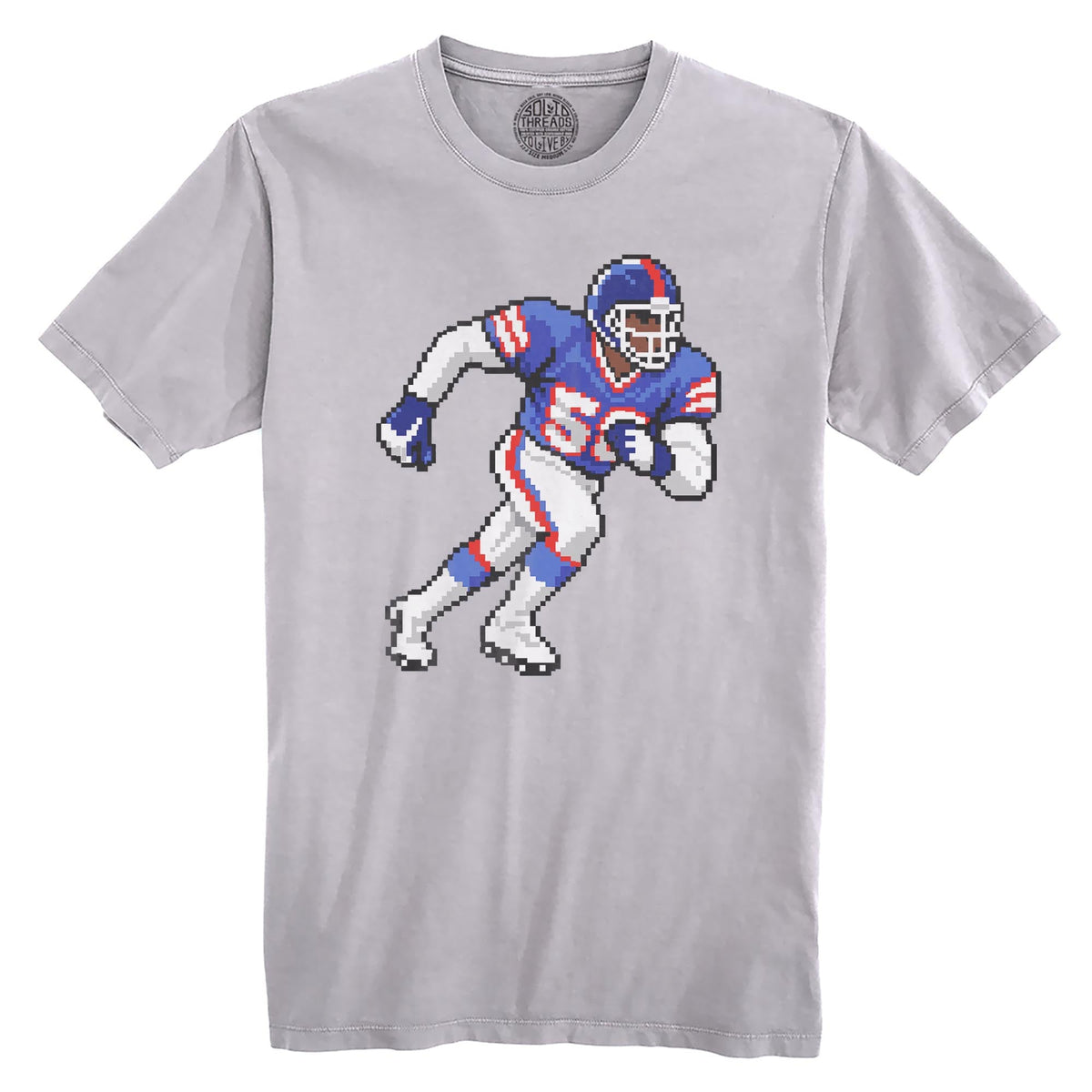New York 16-bit Football Cool Organic T-shirt in Silver - Front View