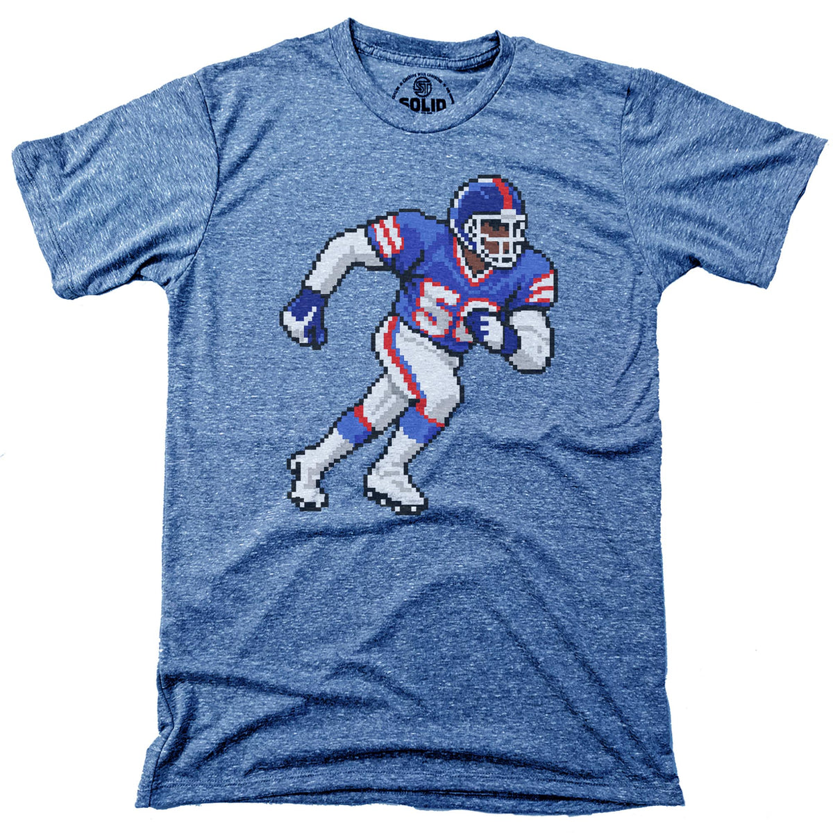 New York 16-bit Football Cool Signature T-shirt in Triblend Royal - Front View