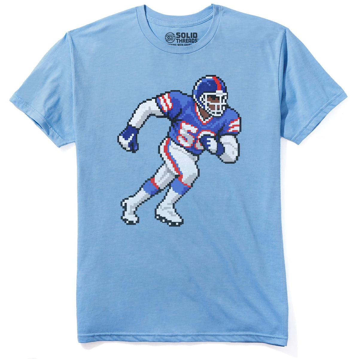 New York 16-bit Football Cool Staple T-shirt in Light Blue Heather - Front View