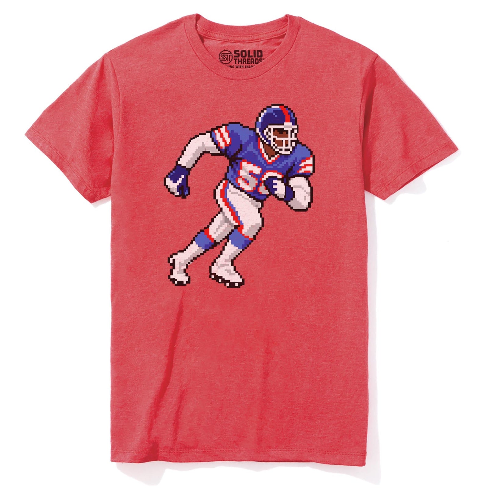 New York 16-bit Football Cool Staple T-shirt in Red Heather - Front View