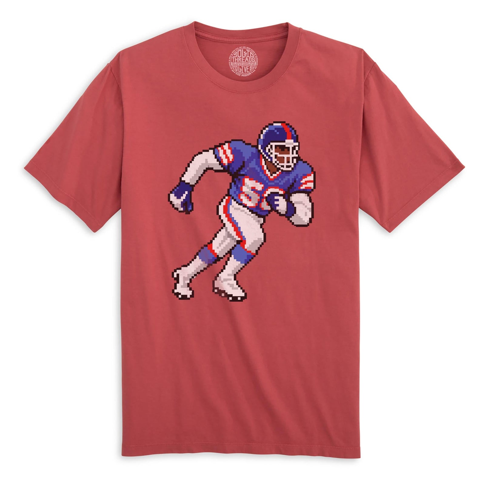 New York 16-bit Football Cool Organic T-shirt in Brick - Front View