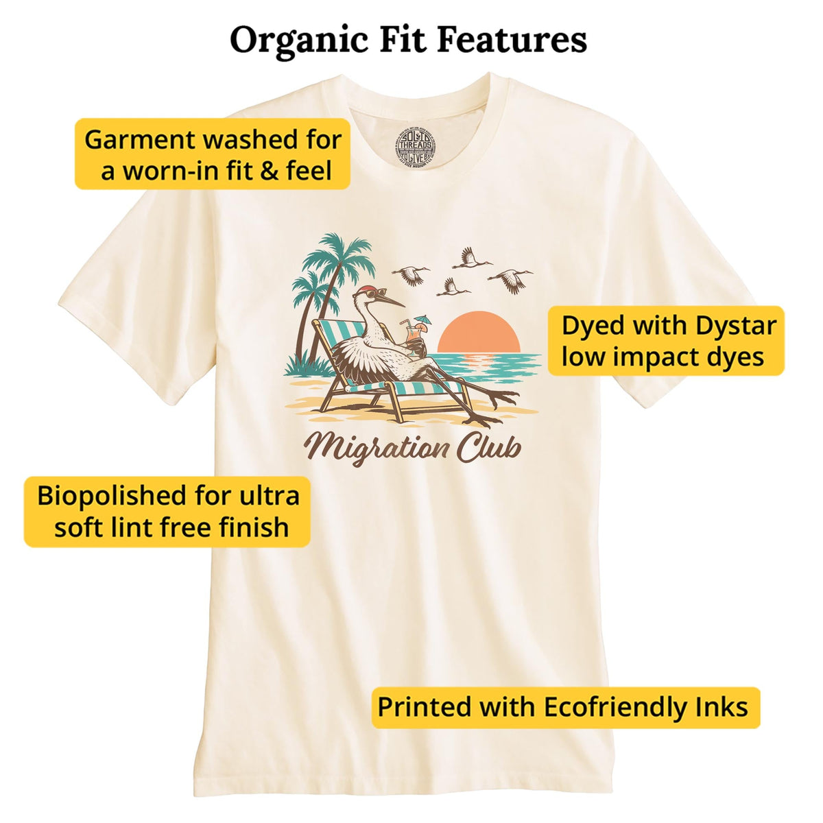Migration Club Funny Organic T-shirt in Ivory - Fit Attributes
