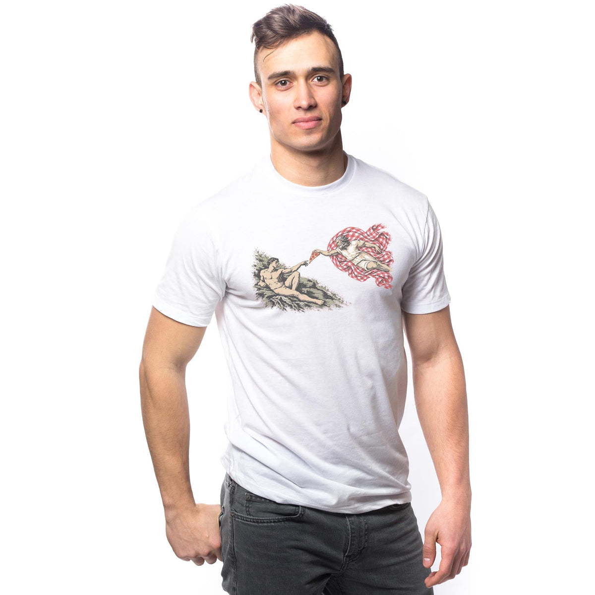 Slice Of Heaven Vintage Signature T-shirt in White On Model - Front View