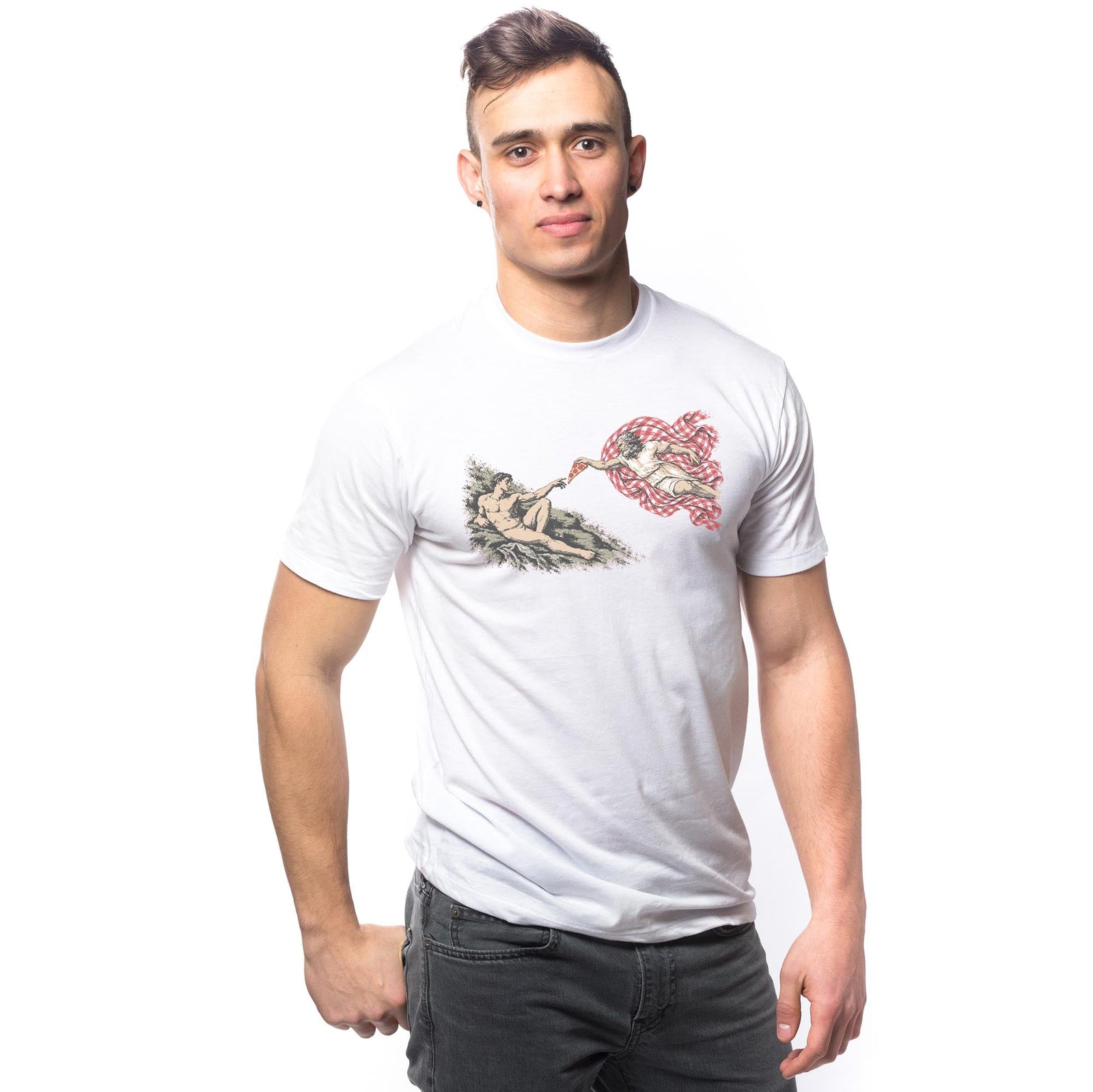 Slice Of Heaven Vintage Signature T-shirt in White On Model - Front View