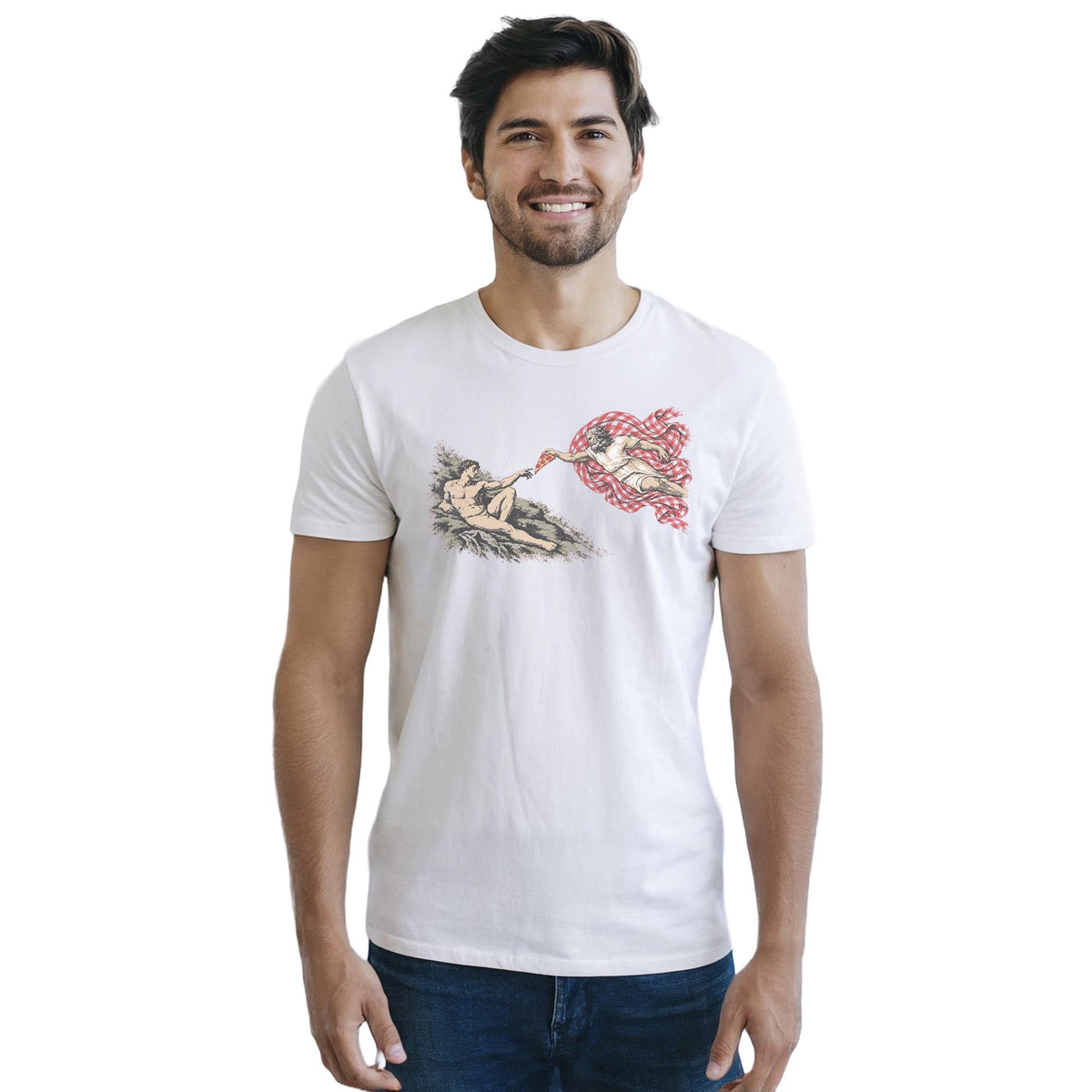 Slice Of Heaven Vintage Staple T-shirt in White On Model - Front View