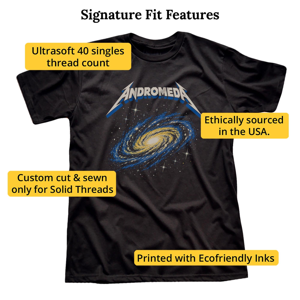 Andromeda Vintage Signature T-shirt in Black - Fit Attributes