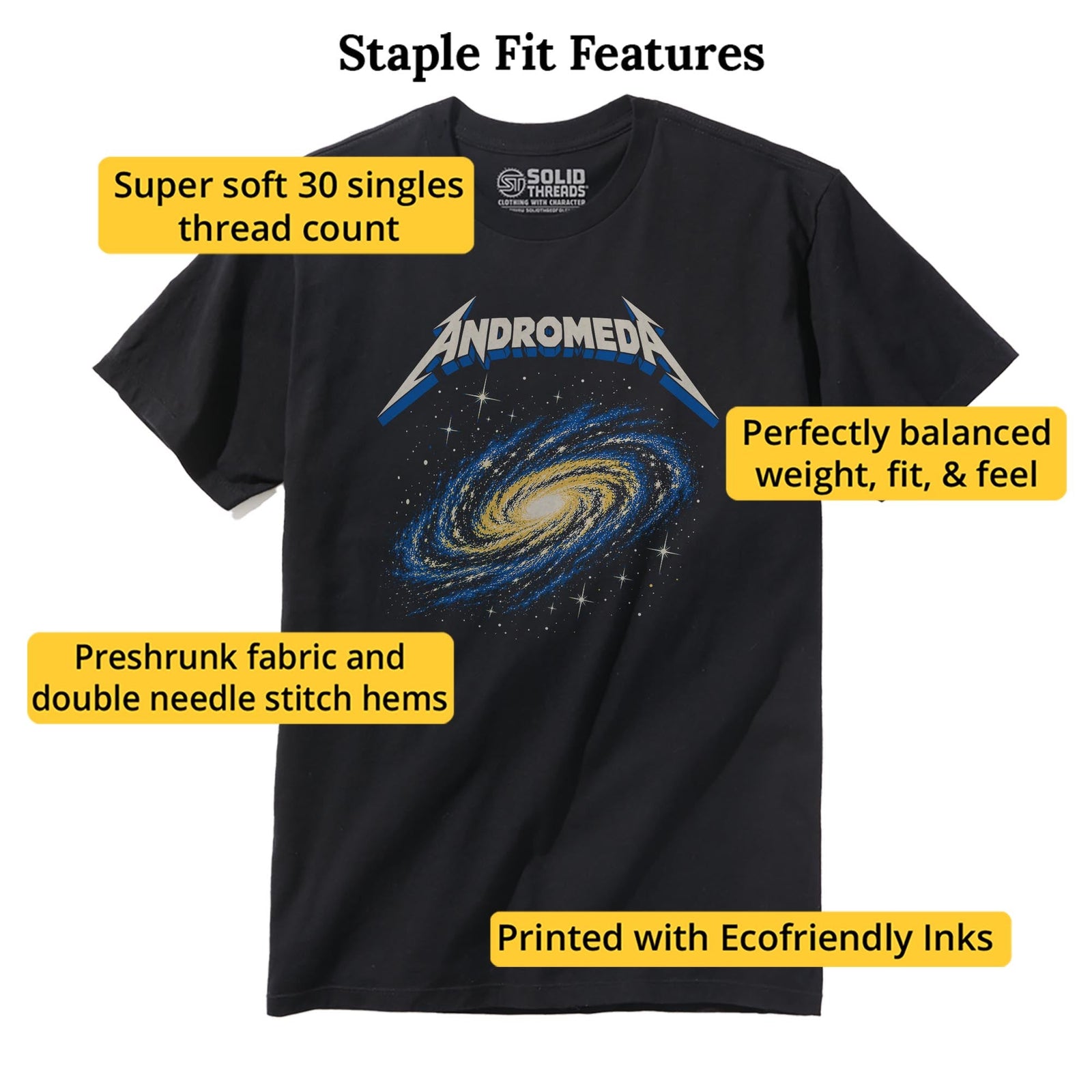 Andromeda Vintage Staple T-shirt in Black - Fit Attributes