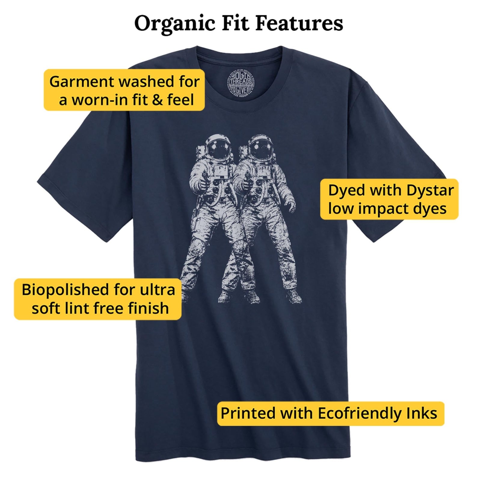 Space Cowboy Vintage Organic T-shirt in Navy - Fit Attributes