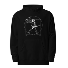 Da Vinci Rock Man Graphic Hoodie | Cool Guitar Vitruvian Windmill