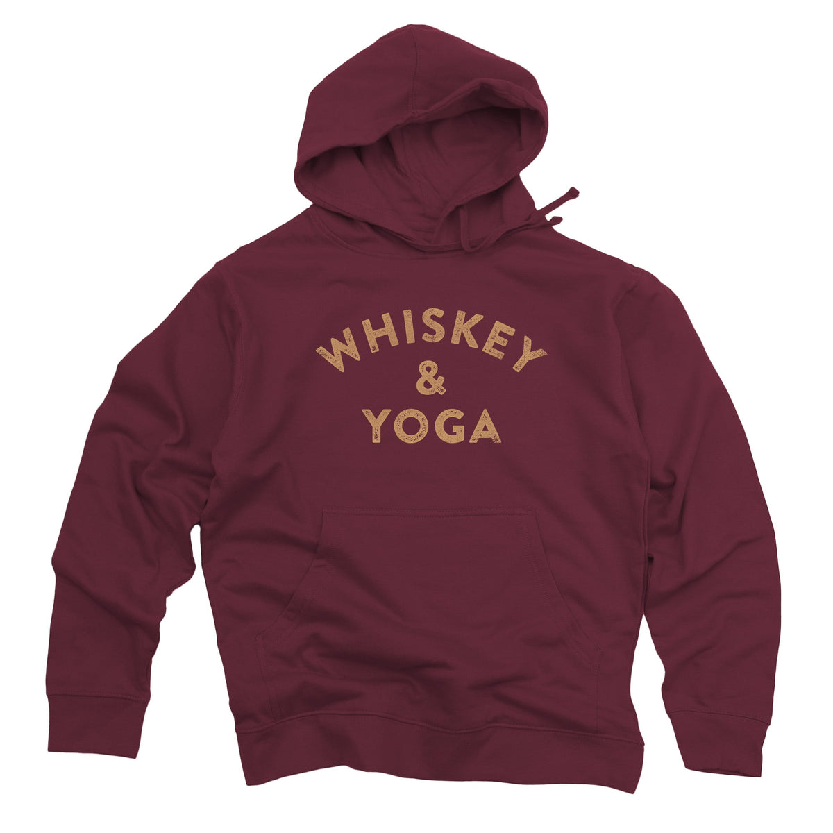 Whiskey &amp; Yoga Funny Hipster Graphic Midweight Pullover Hoodie | Vintage Distillery Spirits Hoodie | Solid Threads