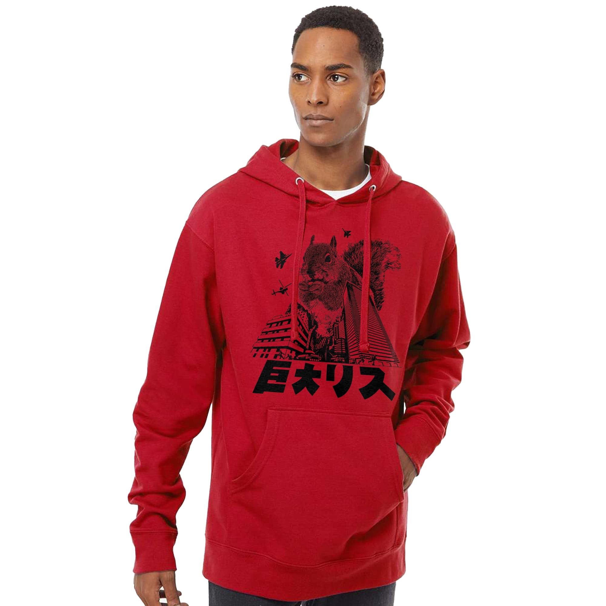 Squirrelzilla Funny Graphic Hoodie Designer Godzilla Pun Kaiju Midweight Hoodie Solid Threads