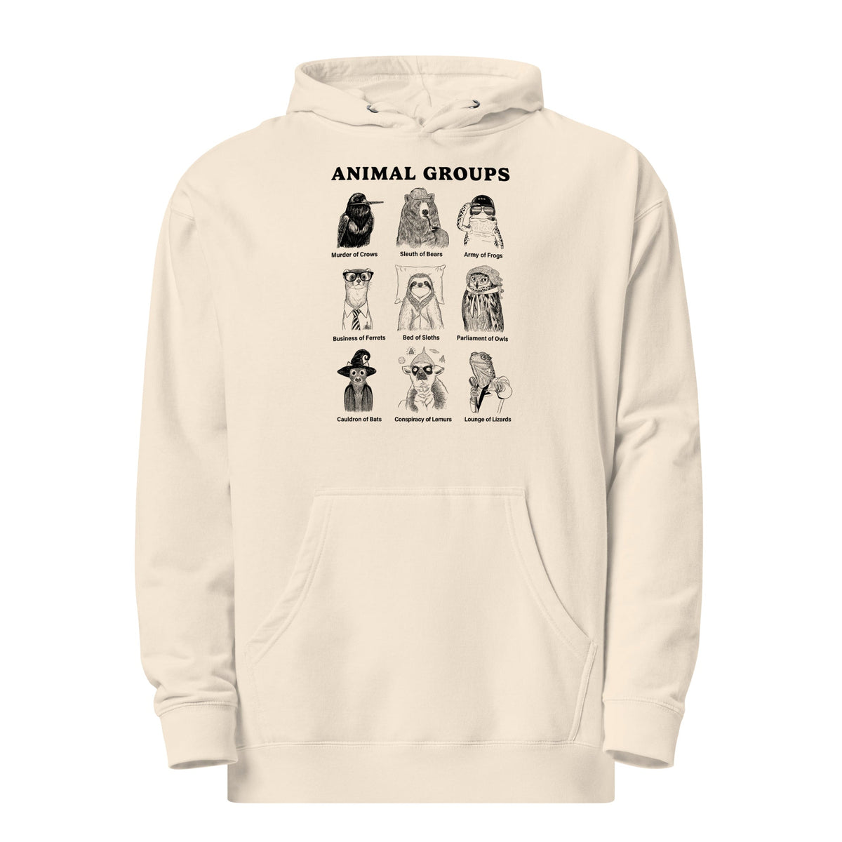 Animal Groups Cool Nerdy Zoology Graphic Fleece | Funny Collective Nouns Hoodie | Solid Threads