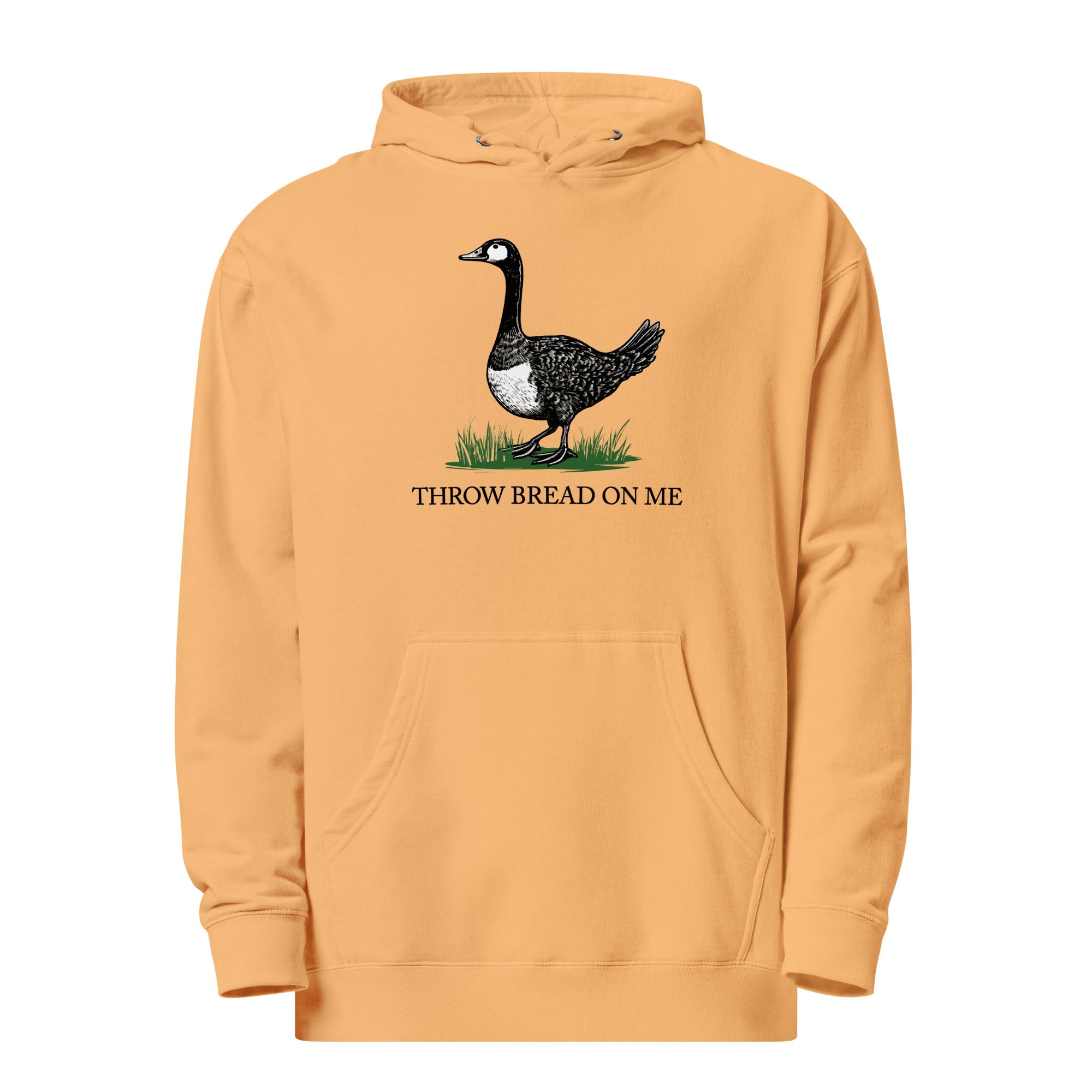 Throw Bread On Me Designer Graphic Midweight Pullover Hoodie | Funny Goose Tread on Me Flag Fleece | Solid Threads